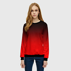 Свитшот женский Градиент: от черного до ярко-красного, цвет: 3D-черный — фото 2