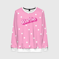 Женский свитшот Барби - белый горошек на розовом