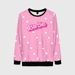 Женский свитшот Барби - белый горошек на розовом