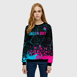 Свитшот женский Green Day - neon gradient: символ сверху, цвет: 3D-черный — фото 2