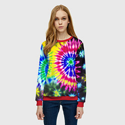 Свитшот женский Colorful floral composition - tie-dye, цвет: 3D-красный — фото 2