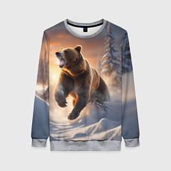 Свитшот женский Бурый медведь в лесу, цвет: 3D-меланж