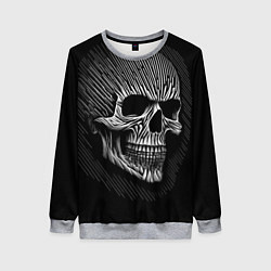 Женский свитшот Череп нарисованный белыми штрихами