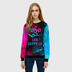 Свитшот женский Led Zeppelin - neon gradient, цвет: 3D-черный — фото 2