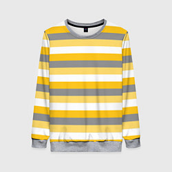 Свитшот женский Полосатый серо-жёлтый, цвет: 3D-меланж
