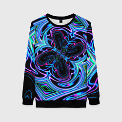 Свитшот женский Абстракция neon, цвет: 3D-черный