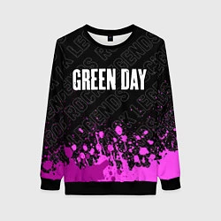 Свитшот женский Green Day rock legends посередине, цвет: 3D-черный