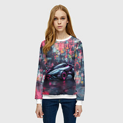 Свитшот женский Футуристичный автомобиль, цвет: 3D-белый — фото 2