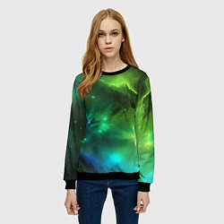 Свитшот женский Бескрайний космос зелёный, цвет: 3D-черный — фото 2