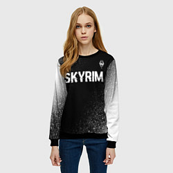 Свитшот женский Skyrim glitch на темном фоне посередине, цвет: 3D-черный — фото 2