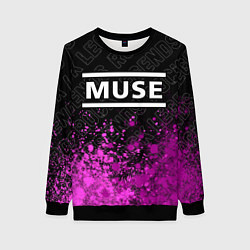 Свитшот женский Muse rock legends посередине, цвет: 3D-черный