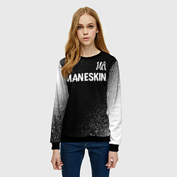 Свитшот женский Maneskin glitch на темном фоне посередине, цвет: 3D-черный — фото 2