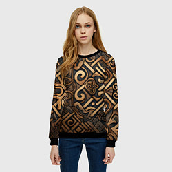 Свитшот женский Асимметричный узор в викингском стиле, цвет: 3D-черный — фото 2
