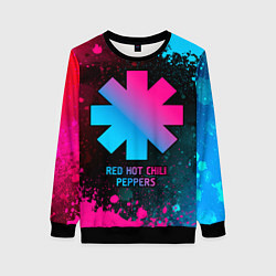 Свитшот женский Red Hot Chili Peppers - neon gradient, цвет: 3D-черный