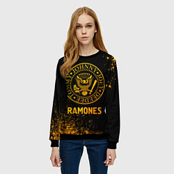 Свитшот женский Ramones - gold gradient, цвет: 3D-черный — фото 2