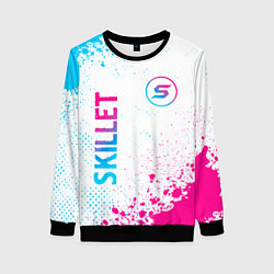 Свитшот женский Skillet neon gradient style вертикально, цвет: 3D-черный