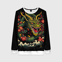 Свитшот женский Зеленый дракон, цвет: 3D-белый