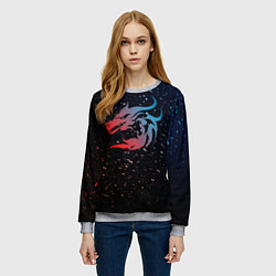 Свитшот женский Дракон млечный путь, цвет: 3D-меланж — фото 2