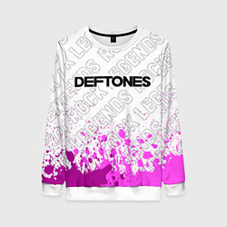 Свитшот женский Deftones rock legends посередине, цвет: 3D-белый
