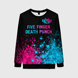 Свитшот женский Five Finger Death Punch - neon gradient посередине, цвет: 3D-черный