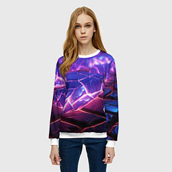 Свитшот женский Фиолетовые кристалы, цвет: 3D-белый — фото 2