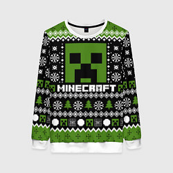 Свитшот женский Minecraft christmas sweater, цвет: 3D-белый