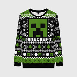 Свитшот женский Minecraft christmas sweater, цвет: 3D-черный