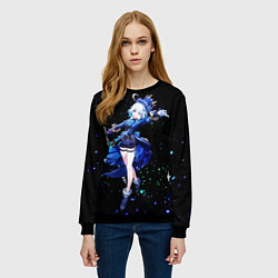 Свитшот женский Фурина - гидро архонт, цвет: 3D-черный — фото 2
