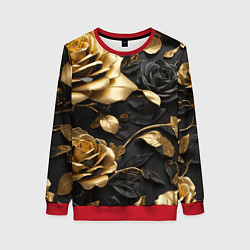 Женский свитшот Металлические розы золотые и черные