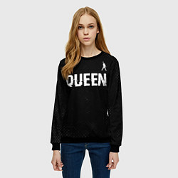 Свитшот женский Queen glitch на темном фоне посередине, цвет: 3D-черный — фото 2