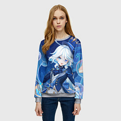 Свитшот женский Furina Genshin Impact, цвет: 3D-меланж — фото 2