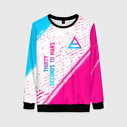 Свитшот женский Thirty Seconds to Mars neon gradient style вертика, цвет: 3D-черный