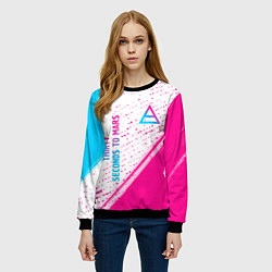 Свитшот женский Thirty Seconds to Mars neon gradient style вертика, цвет: 3D-черный — фото 2