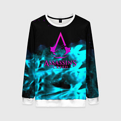 Свитшот женский Assassins Creed flame neon, цвет: 3D-белый