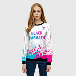 Свитшот женский Black Sabbath neon gradient style посередине, цвет: 3D-черный — фото 2