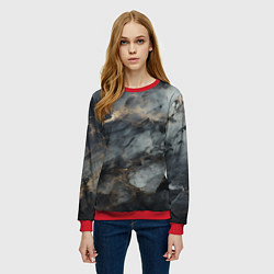 Свитшот женский Темно-серый мрамор, цвет: 3D-красный — фото 2