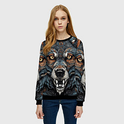 Свитшот женский Дикий волк с узорами, цвет: 3D-черный — фото 2