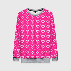 Женский свитшот Сердечки паттерн насыщенный розовый