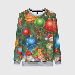 Женский свитшот Новогодний принт на елке