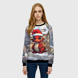 Свитшот женский Красный маленький дракон 2024, цвет: 3D-черный — фото 2