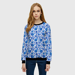 Свитшот женский Гжель классика, цвет: 3D-черный — фото 2