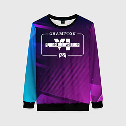 Свитшот женский GTA6 gaming champion: рамка с лого и джойстиком на, цвет: 3D-черный