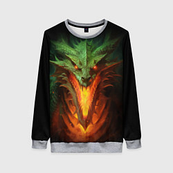 Свитшот женский Зеленый огнедышащий дракон, цвет: 3D-меланж