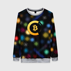 Свитшот женский Bitcoin logo criptomoney, цвет: 3D-меланж