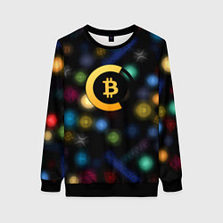 Свитшот женский Bitcoin logo criptomoney, цвет: 3D-черный