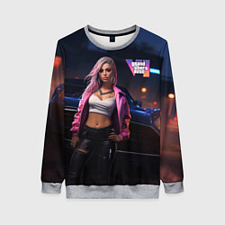 Свитшот женский GTA 6 девушка у машины, цвет: 3D-меланж