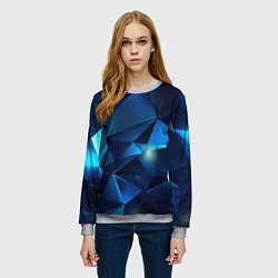 Свитшот женский Синяя геометрическая абстракция, цвет: 3D-меланж — фото 2