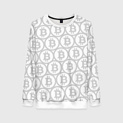 Женский свитшот Биткоин патерн на белом фоне