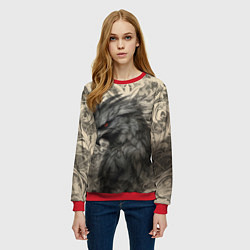 Свитшот женский Коршун с красными глазами, цвет: 3D-красный — фото 2