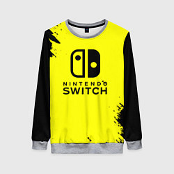 Женский свитшот Nintendo switch краски на жёлтом